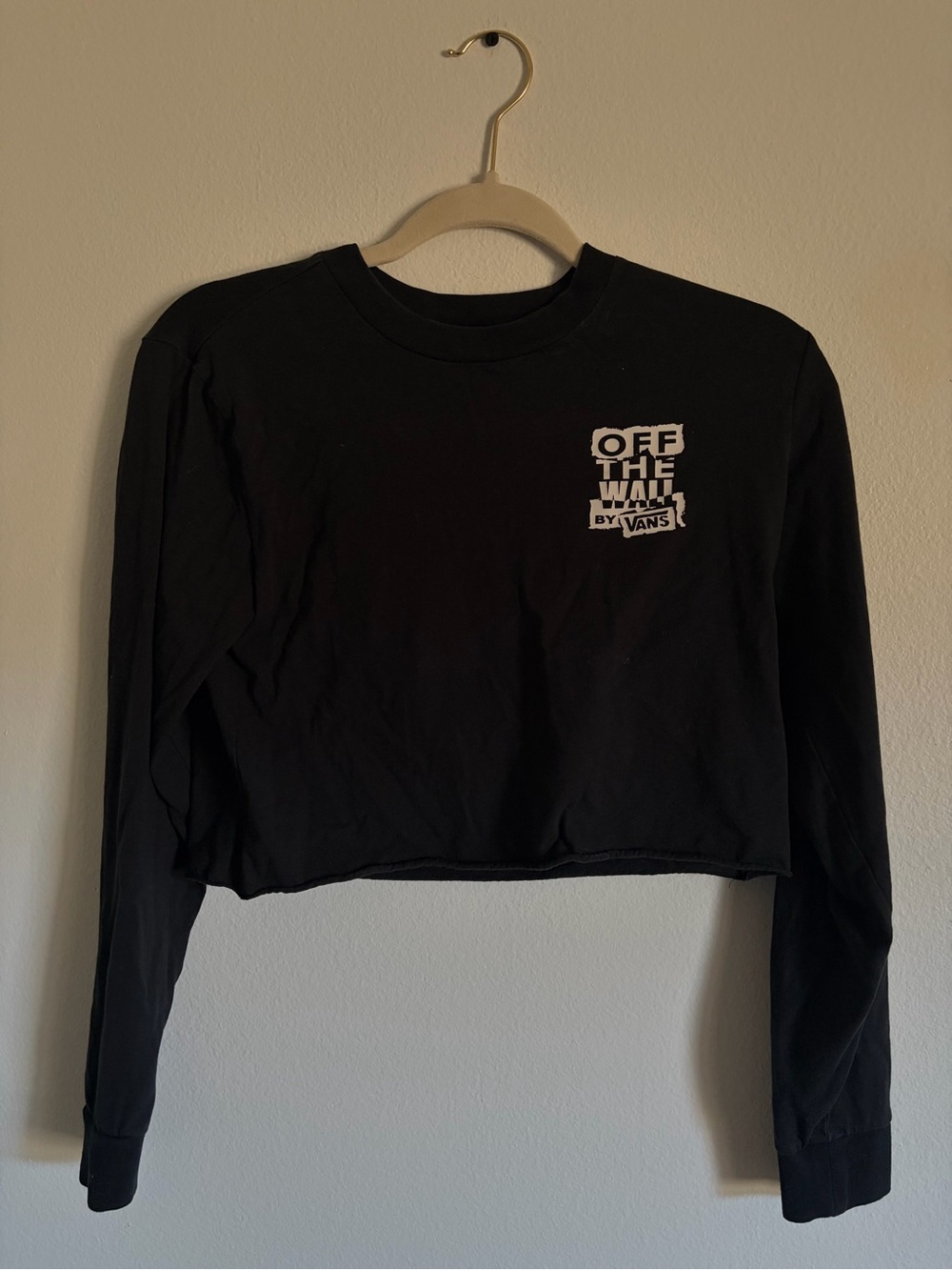 Vans Off the Wall Long Sleeve Cropped Women's Graphic Black & White Size XS